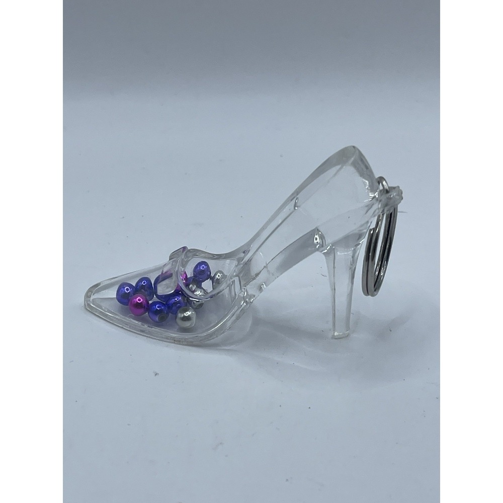 Clear High Heel With Beads, Keychain 2.5"x 2"x 1" In‎ Excellent Shape